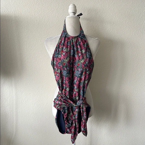 Hermosa - Genevieve High Halter Neck Sash Tie One-Piece Swimsuit - Picture 3 of 8